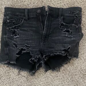 American Eagle Outfitters Black Distressed Jean Shorts
